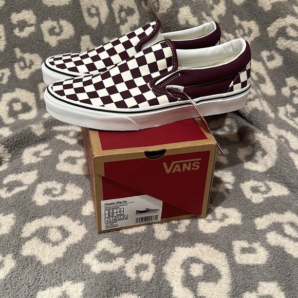 Vans Classic Slip-on Sneakers 🥰😍😘 Checkerboard Grape 🍇 wine New - Picture 17 of 17